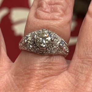 14 K Vintage Inspired Old European Cut Ring GIA